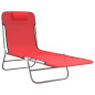 Chaises longues pliables lot de 2 rouge textilène et acier