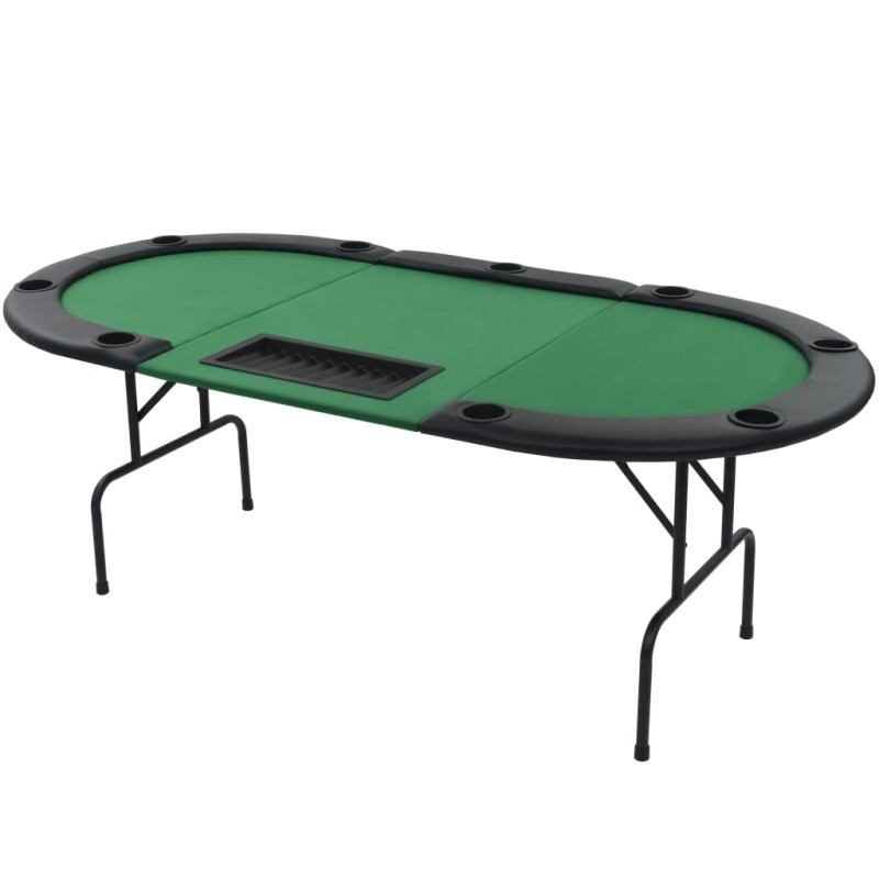 Table de poker pliable pour 9 joueurs 3 plis Ovale Vert 