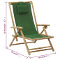 Chaise de relaxation inclinable Vert Bambou et tissu