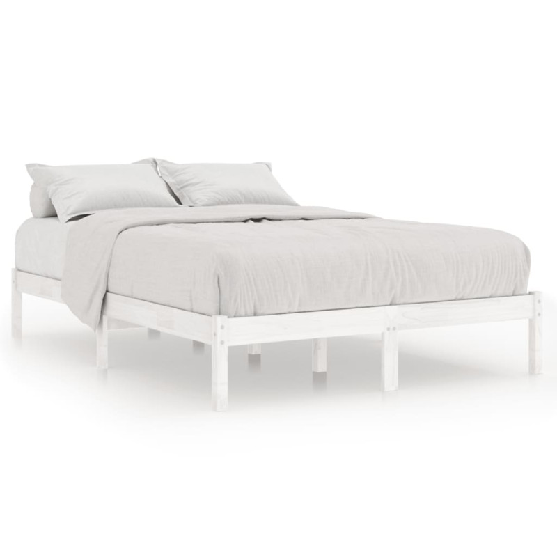 Cadre de lit sans matelas blanc bois massif 160x200 cm