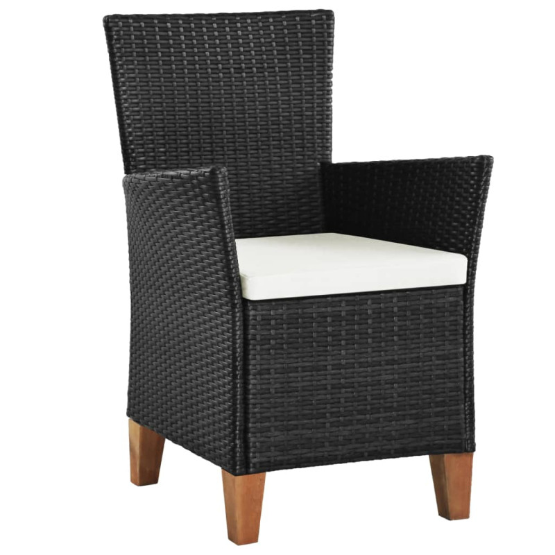 Chaises d extérieur lot de 2 avec coussins Résine tressée Noir