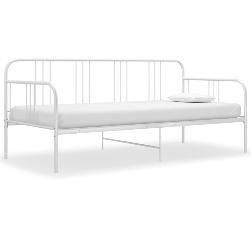 Cadre de canapé lit sans matelas blanc métal 90x200 cm