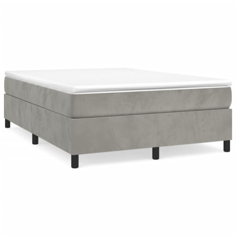 Cadre de lit sans matelas gris clair 140x190 cm velours