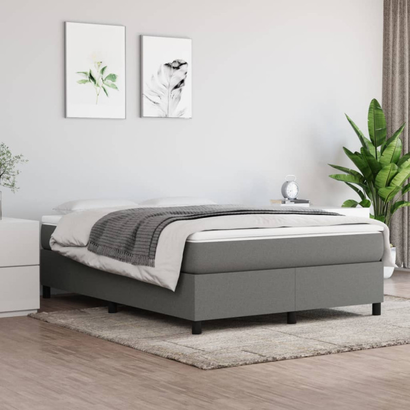 Cadre de lit sans matelas gris foncé 140x190 cm tissu