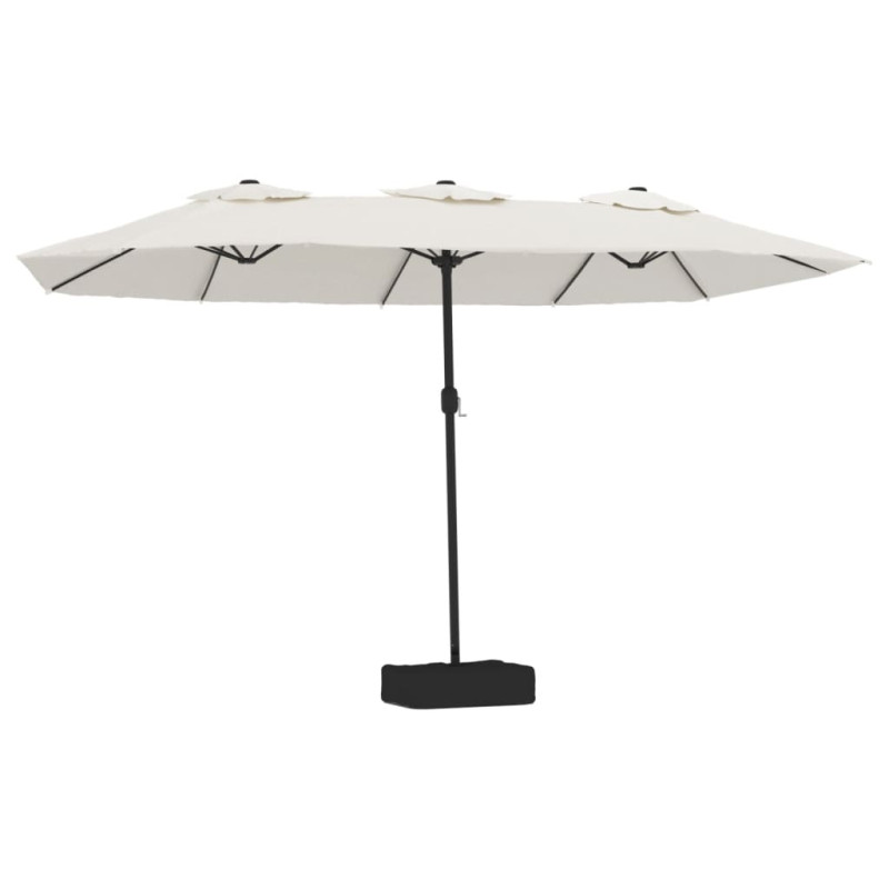 Parasol de jardin à double tête avec LED blanc sable 449x245 cm