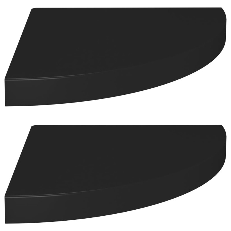 Étagères d angle flottantes 2 pcs noir 35x35x3,8 cm MDF