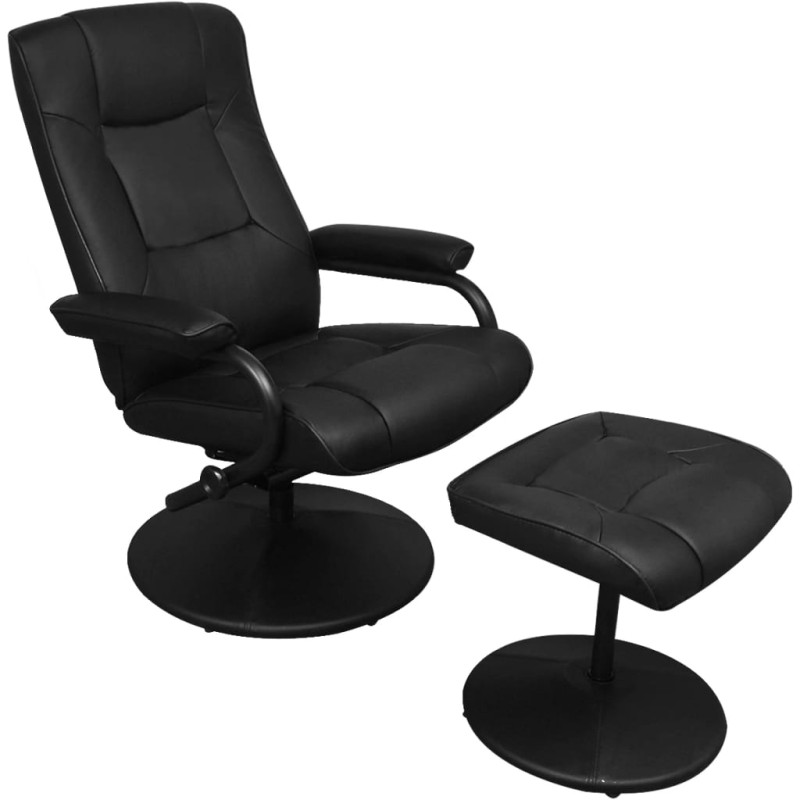 Fauteuil TV avec repose pied Noir Similicuir