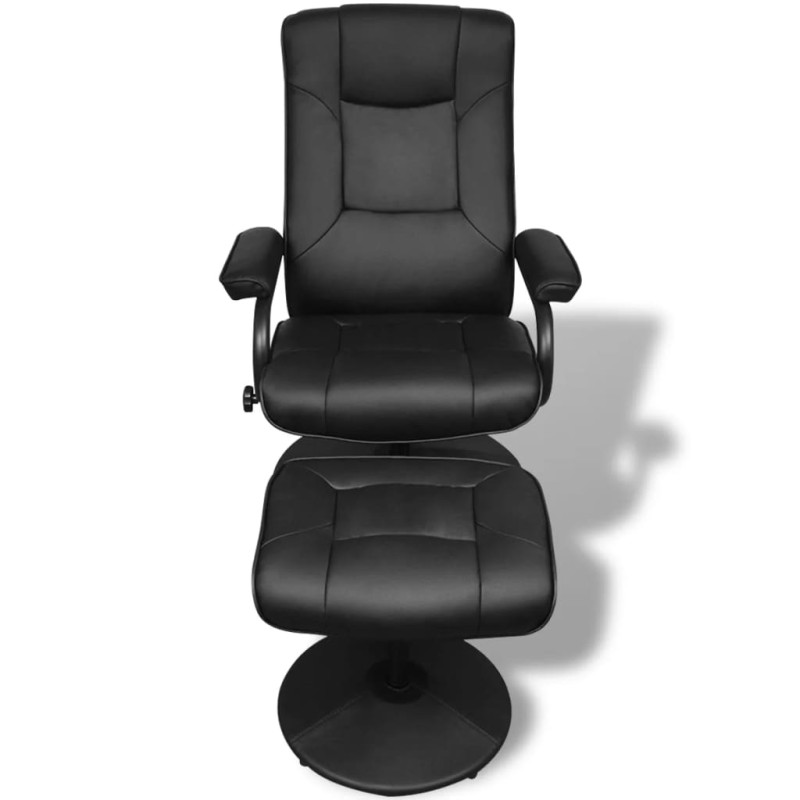 Fauteuil TV avec repose pied Noir Similicuir