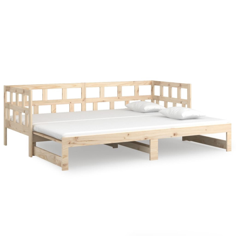 Lit coulissant sans matelas bois de pin massif 2x(90x200) cm