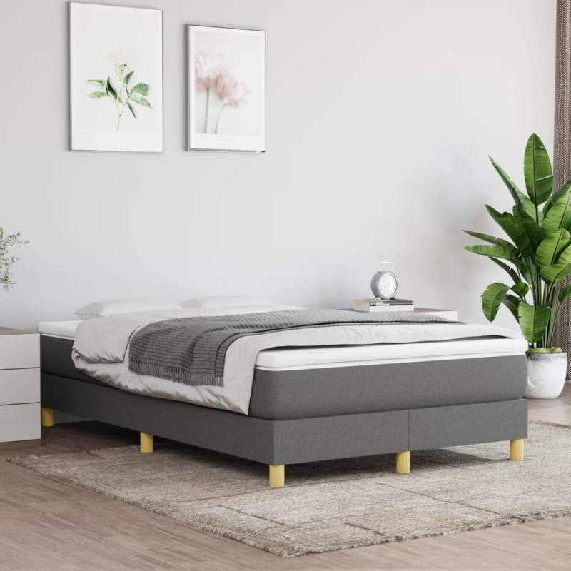 Cadre de lit sans matelas gris foncé 120x200 cm tissu