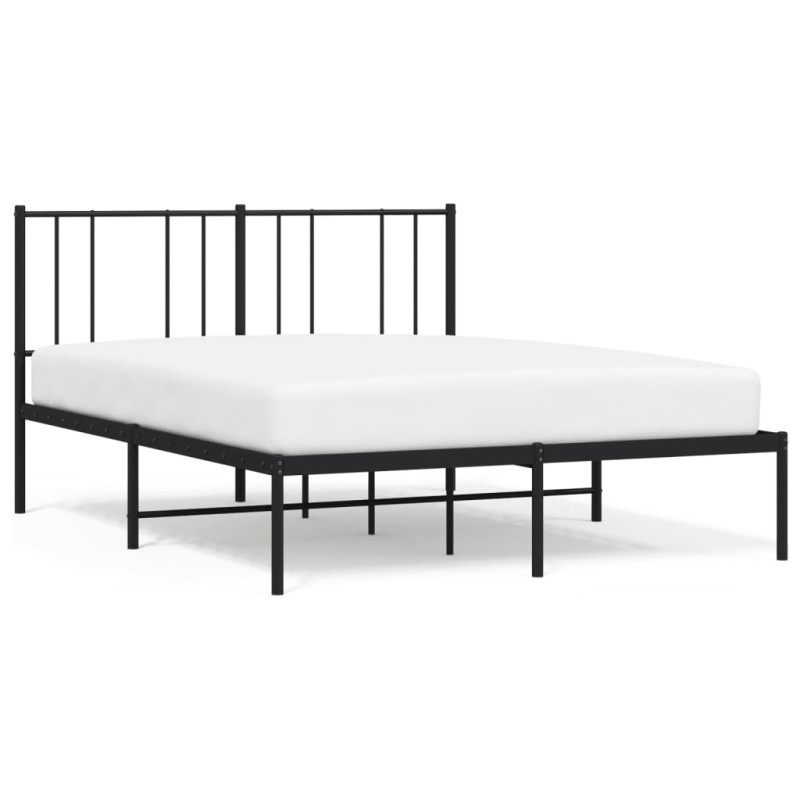 Cadre de lit métal sans matelas avec tête de lit noir 140x190cm