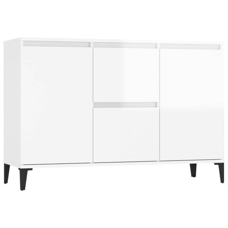 Buffet blanc brillant 104x35x70 cm bois d ingénierie