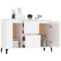 Buffet blanc brillant 104x35x70 cm bois d ingénierie