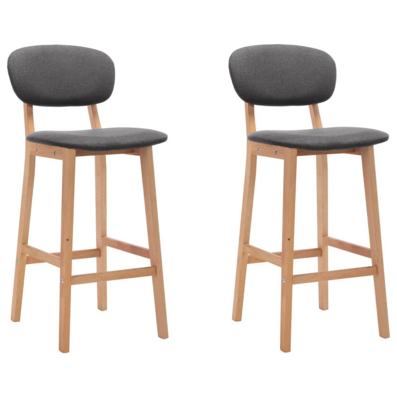 Tabourets de bar lot de 2 gris foncé tissu