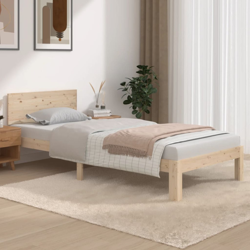 Cadre de lit sans matelas bois de pin massif 90x200 cm