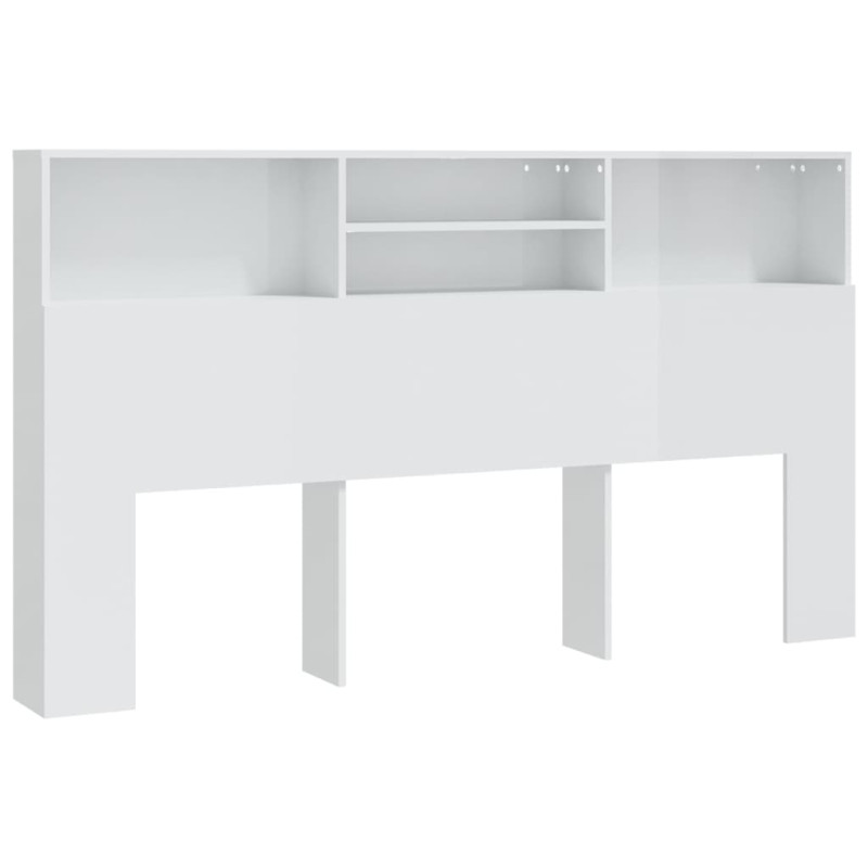 Armoire de tête de lit Blanc brillant 180x19x103,5 cm