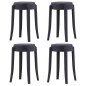 Tabourets empilables lot de 4 noir plastique