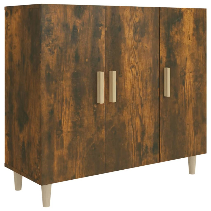 Buffet chêne fumé 90x34x80 cm bois d ingénierie