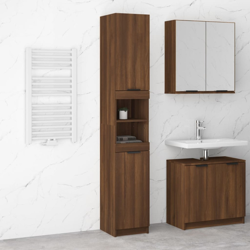 Armoire de bain Chêne marron 32x34x188,5 cm Bois d ingénierie