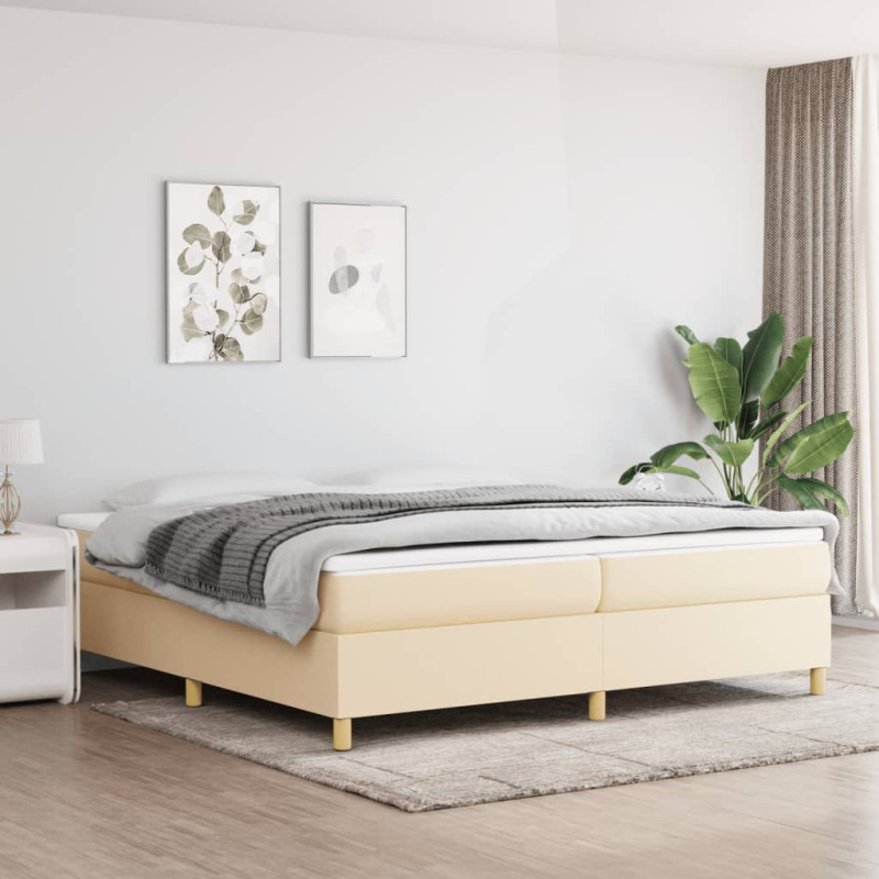 Cadre de lit sans matelas crème 200x200 cm tissu