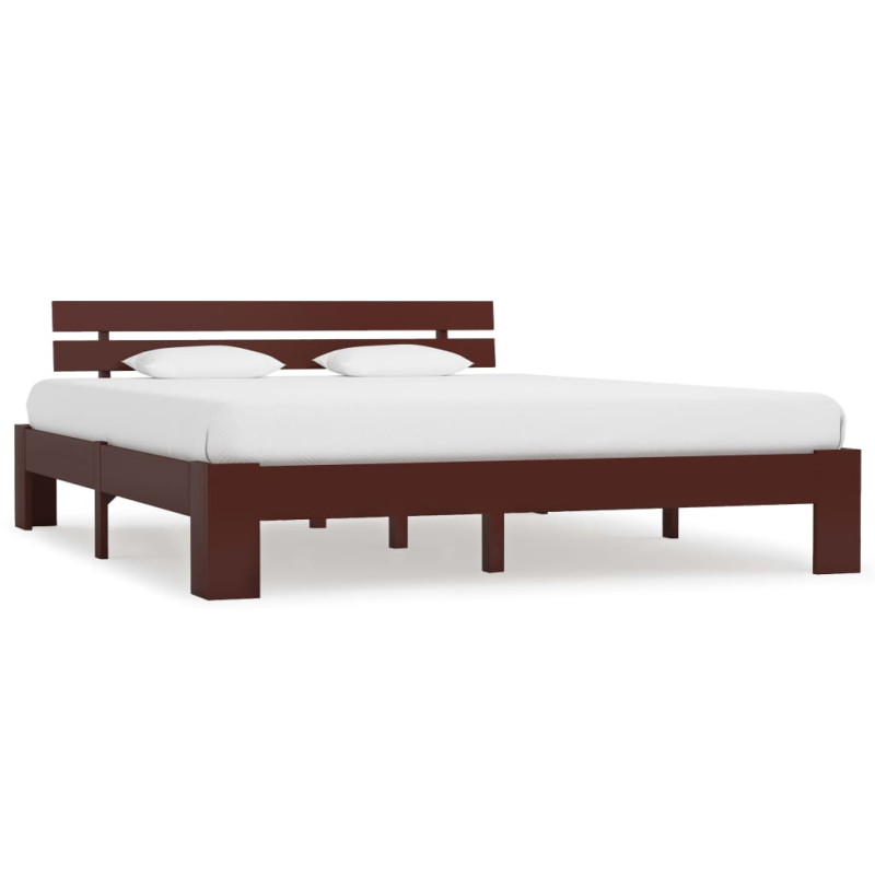 Cadre de lit sans matelas marron foncé pin massif 160x200 cm