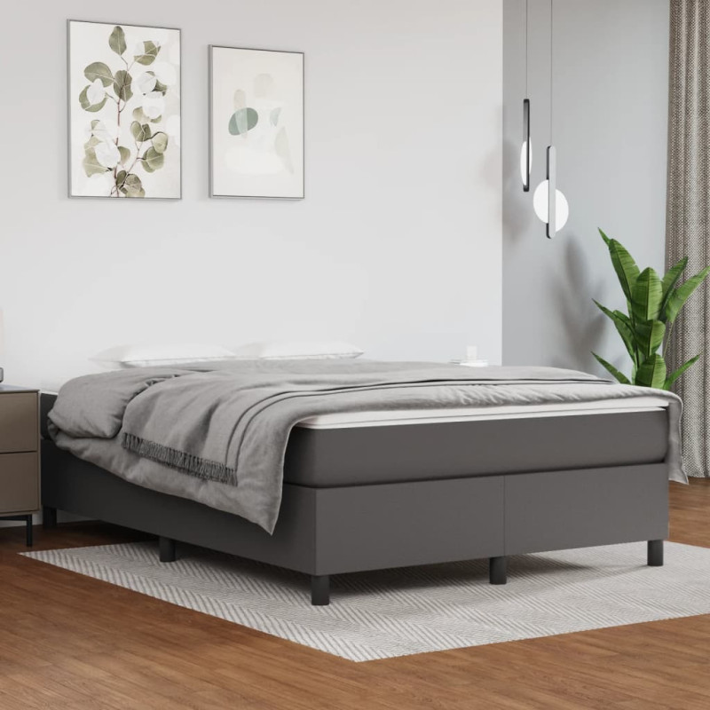 Cadre de lit sans matelas gris 140x190 cm similicuir