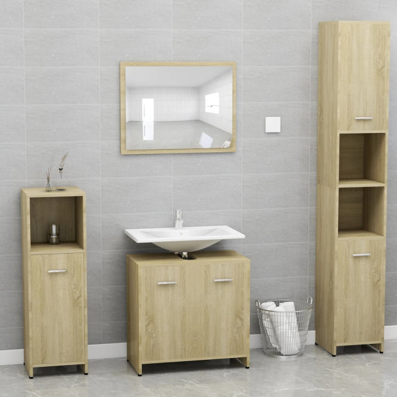 Meubles de salle de bain Chêne sonoma Bois d ingénierie