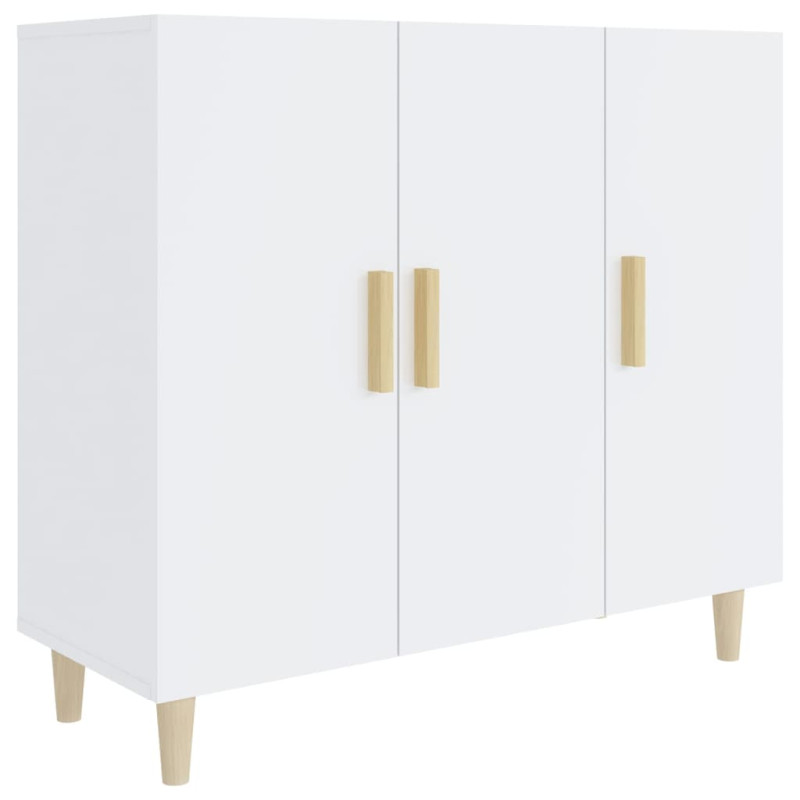 Buffet blanc brillant 90x34x80 cm bois d ingénierie