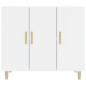 Buffet blanc brillant 90x34x80 cm bois d ingénierie