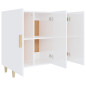 Buffet blanc brillant 90x34x80 cm bois d ingénierie