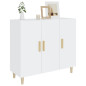 Buffet blanc brillant 90x34x80 cm bois d ingénierie