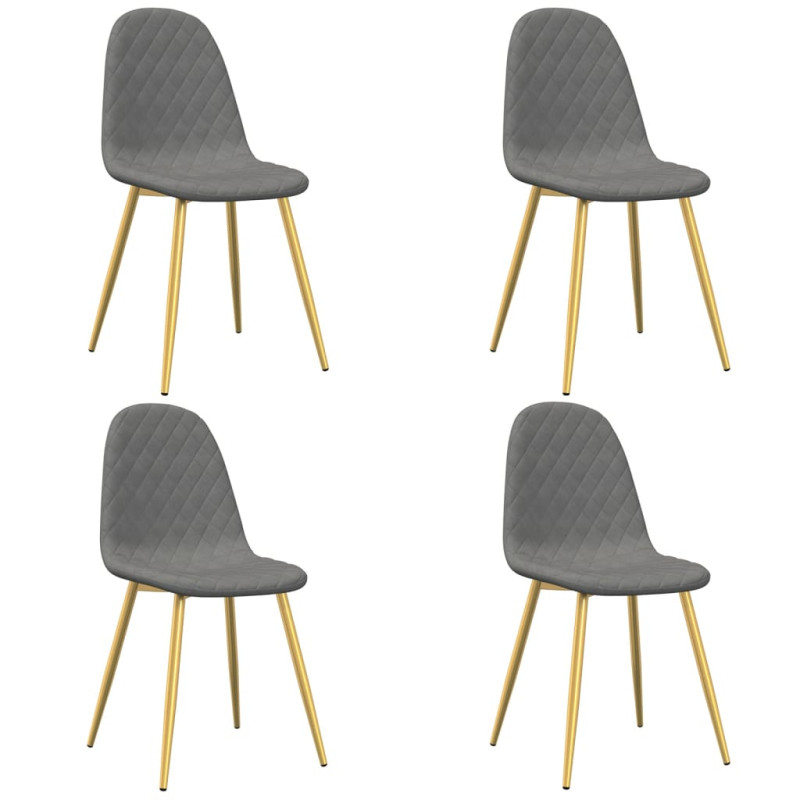 Chaises à manger lot de 4 Gris clair Velours