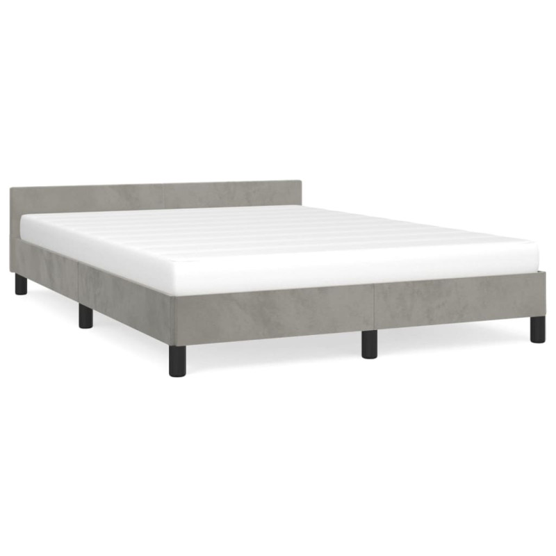 Cadre de lit sans matelas gris clair 140x190 cm velours