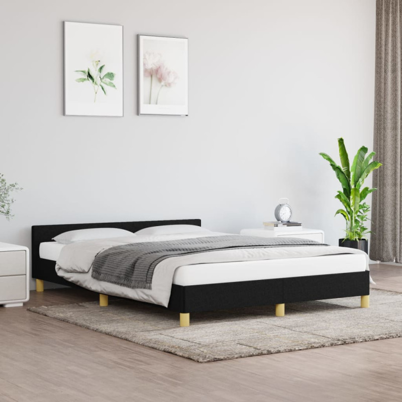 Cadre de lit sans matelas noir 140x200 cm tissu