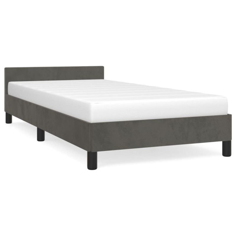 Cadre de lit sans matelas gris foncé 90x190 cm velours