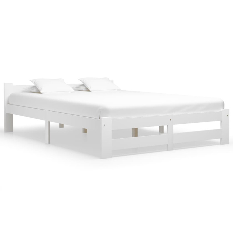 Cadre de lit sans matelas blanc bois de pin massif 120x200 cm