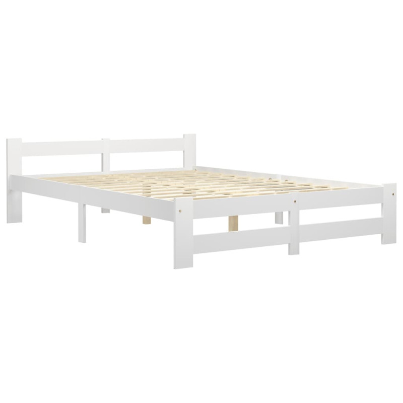 Cadre de lit sans matelas blanc bois de pin massif 120x200 cm