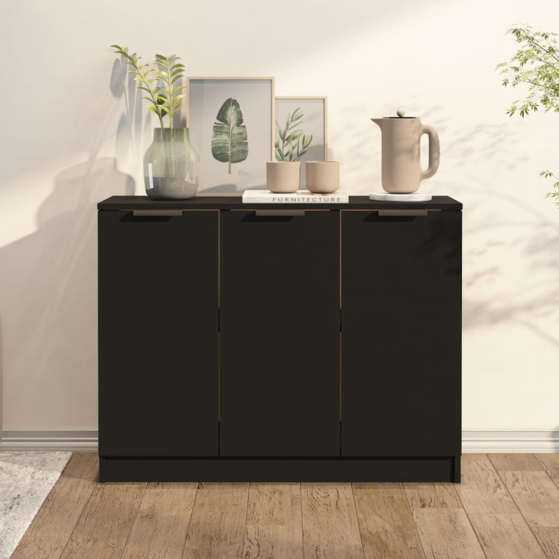 Buffet Noir 90,5x30x70 cm Bois d ingénierie