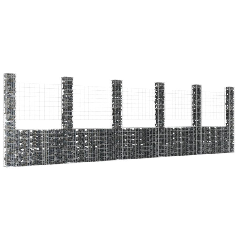 Panier de gabion en forme de U avec 6 poteaux Fer 620x20x200 cm