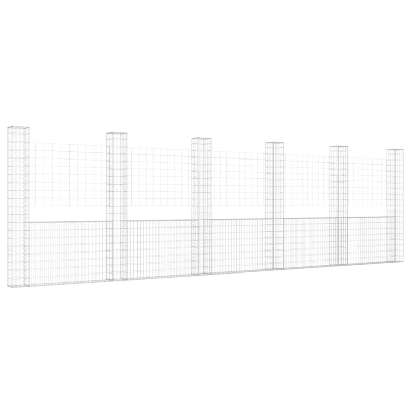 Panier de gabion en forme de U avec 6 poteaux Fer 620x20x200 cm