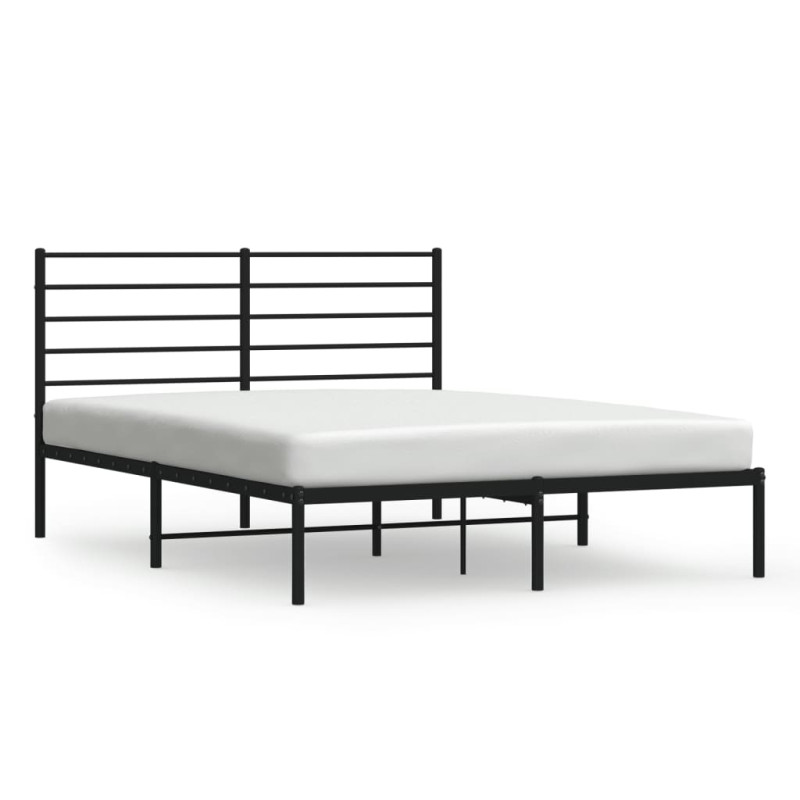 Cadre de lit métal sans matelas avec tête de lit noir 140x190cm