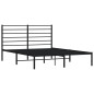 Cadre de lit métal sans matelas avec tête de lit noir 140x190cm