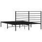 Cadre de lit métal sans matelas avec tête de lit noir 140x190cm