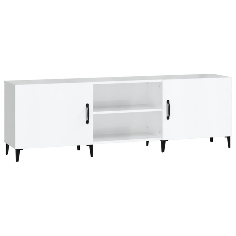 Meuble TV blanc brillant 150x30x50 cm bois d ingénierie