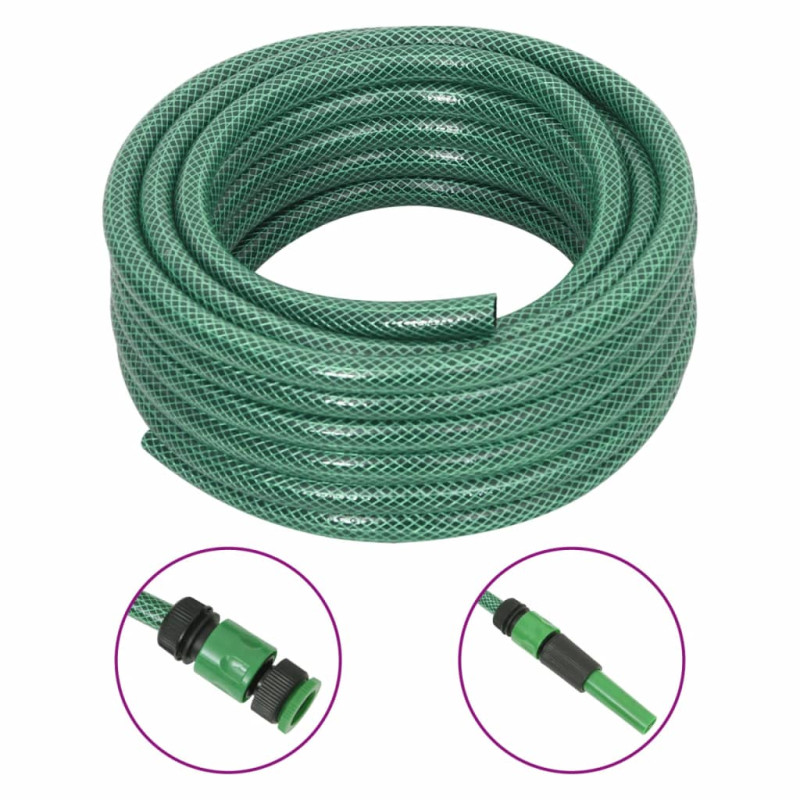 Tuyau d arrosage avec jeu de raccords vert 0,5" 50 m PVC