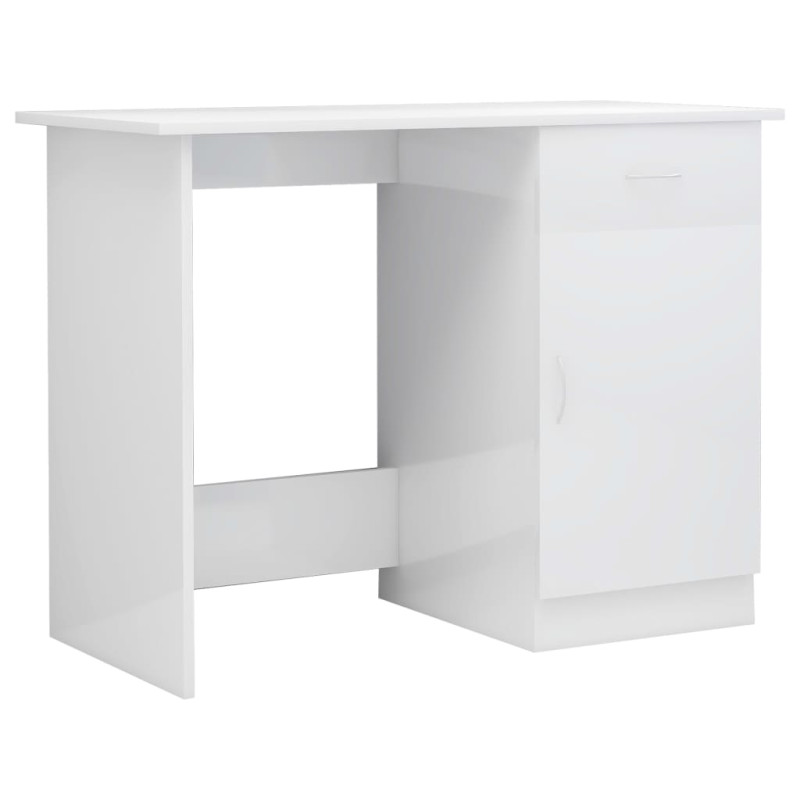 Bureau Blanc brillant 100x50x76 cm Bois d’ingénierie