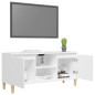 Meuble TV avec pieds en bois massif Blanc 103,5x35x50 cm