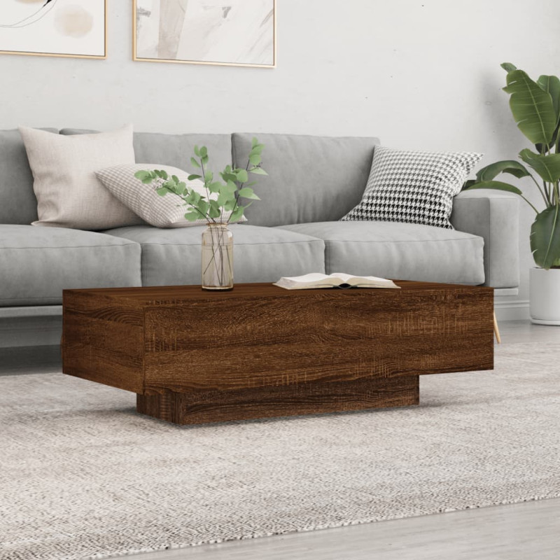 Table basse chêne marron 100x49,5x31 cm bois d ingénierie