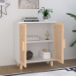 Buffet Blanc 60x30x70 cm Bois de pin massif et rotin naturel