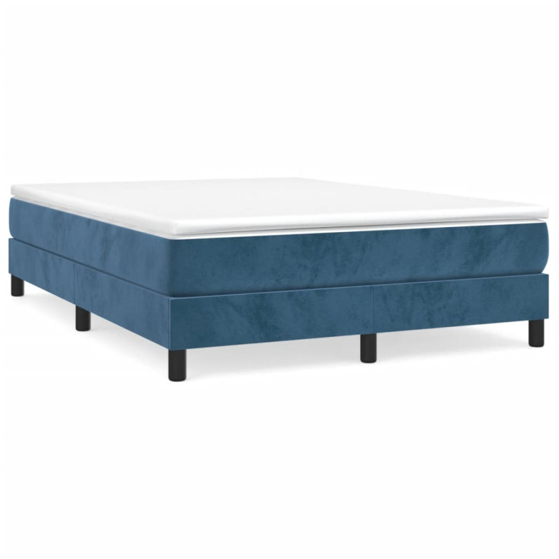 Cadre de lit sans matelas bleu foncé 140x190 cm velours